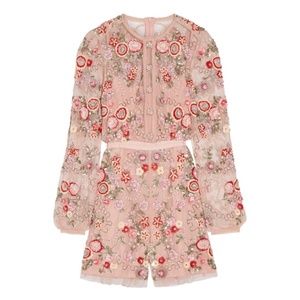 Needle & Thread Meadow embellished playsuit pink beaded romper